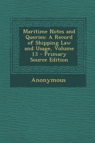 Cover of Maritime Notes and Queries