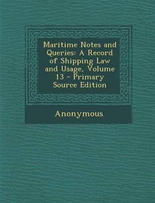 Book cover for Maritime Notes and Queries