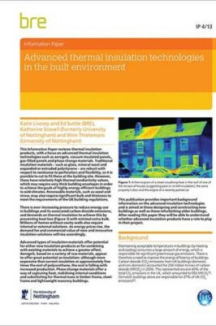 Cover of Advanced Thermal Insulation Technologies in the Built Environment