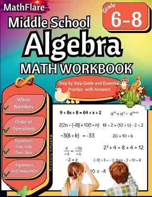 Book cover for Middle School Algebra Workbook 6th to 8th Grade