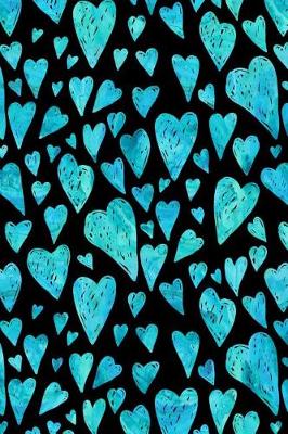 Cover of Journal Notebook Blue Watercolor Hearts