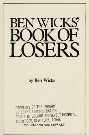 Cover of Ben Wicks Book of Losers