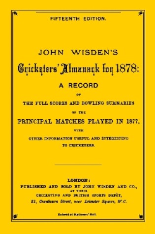 Cover of Wisden Cricketers' Almanack 1878