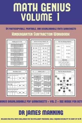 Cover of Kindergarten Subtraction Workbook (Math Genius Vol 1)