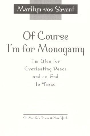 Cover of Of Course I'm for Monogamy