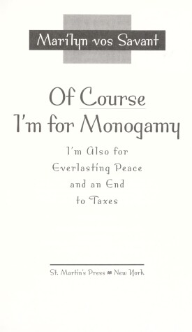 Book cover for Of Course I'm for Monogamy