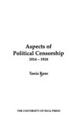 Cover of Aspects of Political Censorship, 1914-18