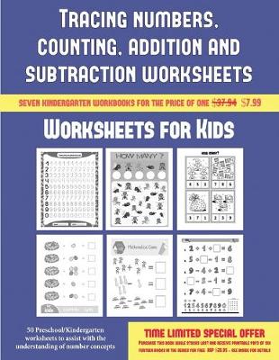 Book cover for Worksheets for Kids (Tracing numbers, counting, addition and subtraction)
