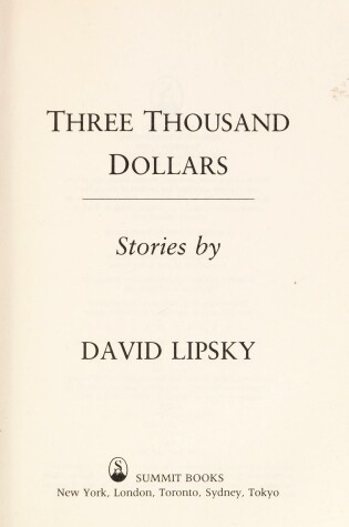 Cover of Three Thousand Dollars