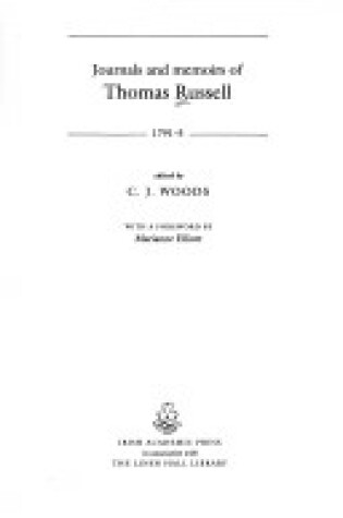 Cover of Journal and Memoirs of Thomas Russell, 1791-95