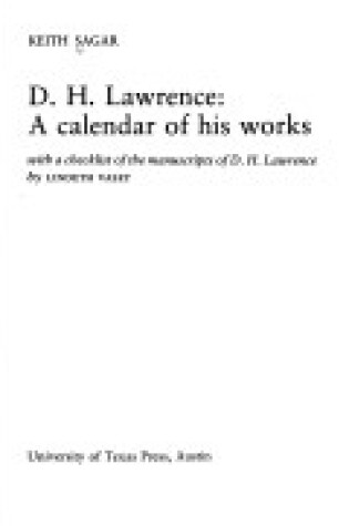 Cover of D. H. Lawrence, a Calendar of His Works