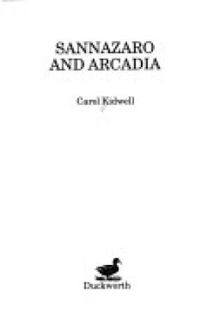 Cover of Sannazaro and Arcadia