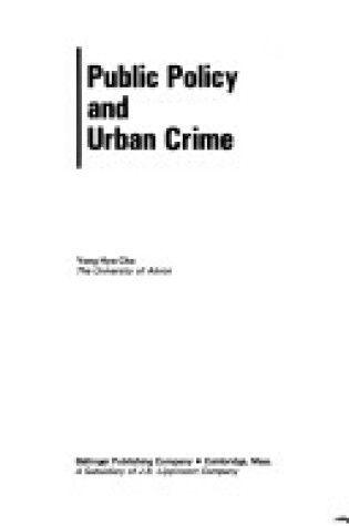 Cover of Public Policy and Urban Crime