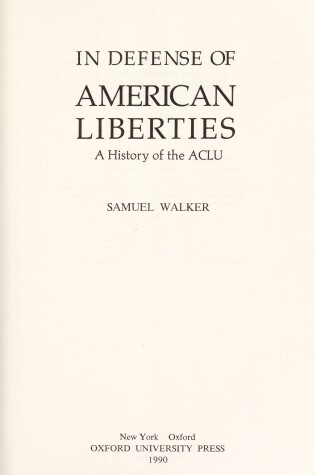 Cover of In Defence of American Liberties