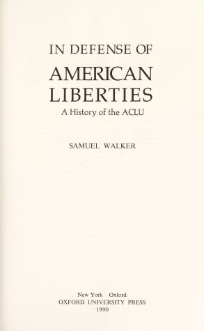 Book cover for In Defence of American Liberties