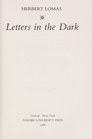 Cover of Letters in the Dark