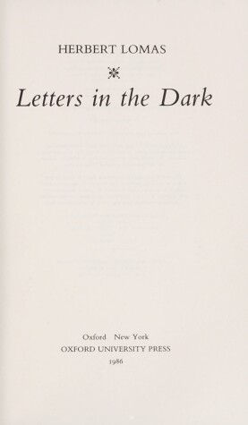 Book cover for Letters in the Dark