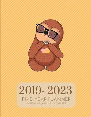 Book cover for 2019-2023 Five Year Planner Jungle Sloth Gratitude Monthly Schedule Organizer