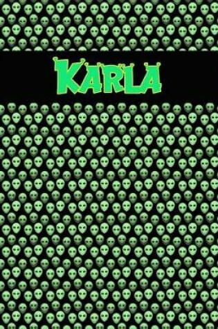 Cover of 120 Page Handwriting Practice Book with Green Alien Cover Karla