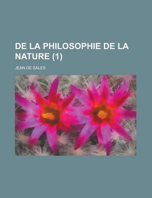 Book cover for de La Philosophie de La Nature (1 )