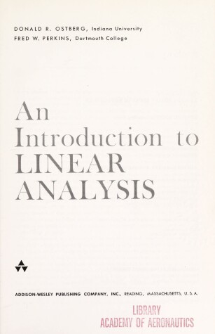 Book cover for Introduction to Linear Analysis