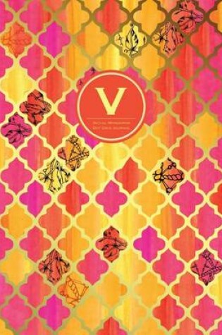 Cover of V - Initial Monogram Journal - Dot Grid, Moroccan Orange Pink