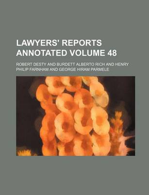 Book cover for Lawyers' Reports Annotated Volume 48