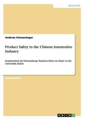 Book cover for Product Safety in the Chinese Automotive Industry