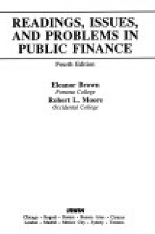 Cover of Public Fin Rdgs Issues Probs
