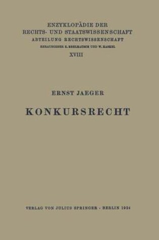 Cover of Konkursrecht