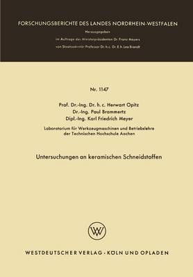 Cover of Untersuchungen an Keramischen Schneidstoffen