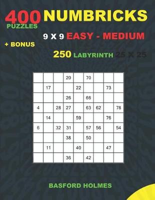 Cover of NUMBRICKS 400 puzzles 9 x 9 EASY - MEDIUM + BONUS 250 LABYRINTH 25 x 25