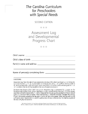 Book cover for Assessment Log and Developmental Progress Charts Preschoolers with Special Needs (CCPSN)