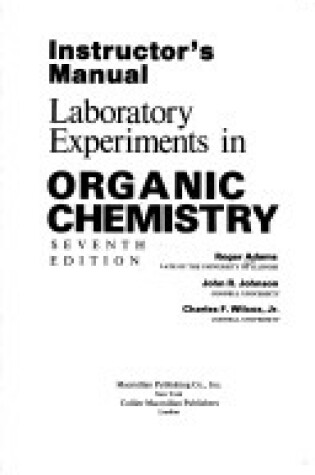 Cover of Laboratory Experiments Organic
