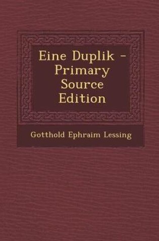Cover of Eine Duplik - Primary Source Edition