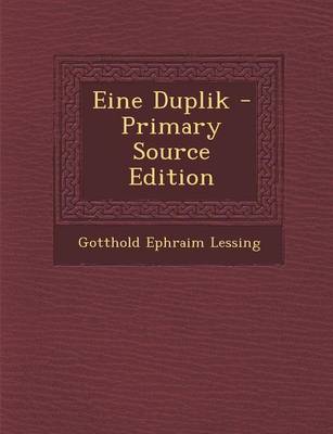 Book cover for Eine Duplik - Primary Source Edition