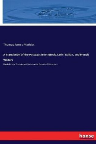 Cover of A Translation of the Passages from Greek, Latin, Italian, and French Writers