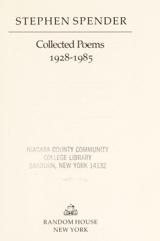 Cover of Collected Poems, 1928-1985