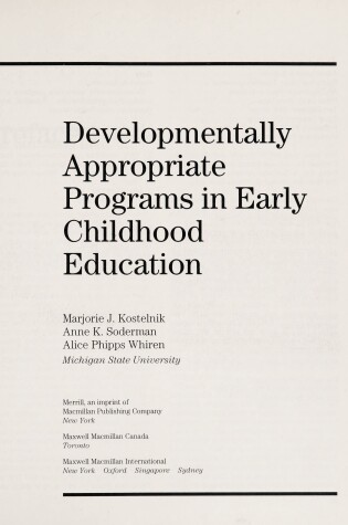 Cover of Developmentally Appropriate Programs Ear