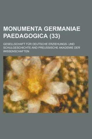 Cover of Monumenta Germaniae Paedagogica (33)