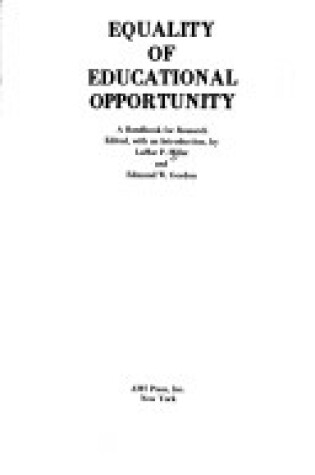 Cover of Equality of Educational Opportunity