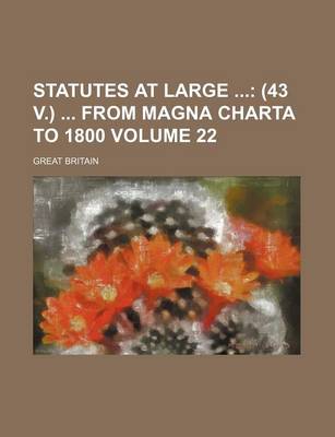 Book cover for Statutes at Large Volume 22