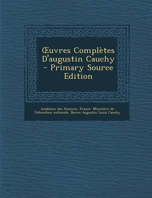 Book cover for Uvres Completes D'Augustin Cauchy