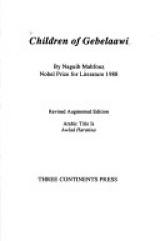 Cover of Children of Gebelaawi