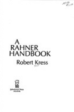 Cover of Rahner Handbook