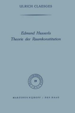Cover of Edmund Husserls Theorie Der Raumkonstitution