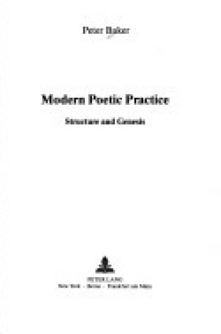 Cover of Modern Poetic Practice