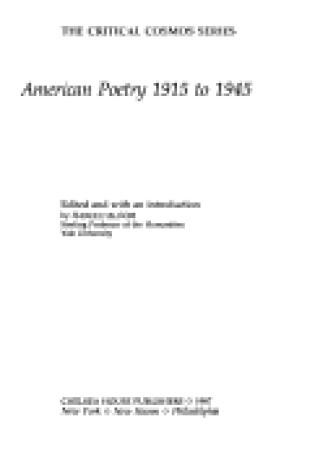 Cover of American Poetry 1915-1945(oop)