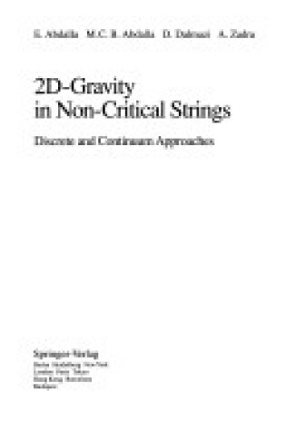 Cover of 2D-Gravity in Non-Critical Strings