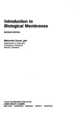 Cover of Introduction to Biological Membranes